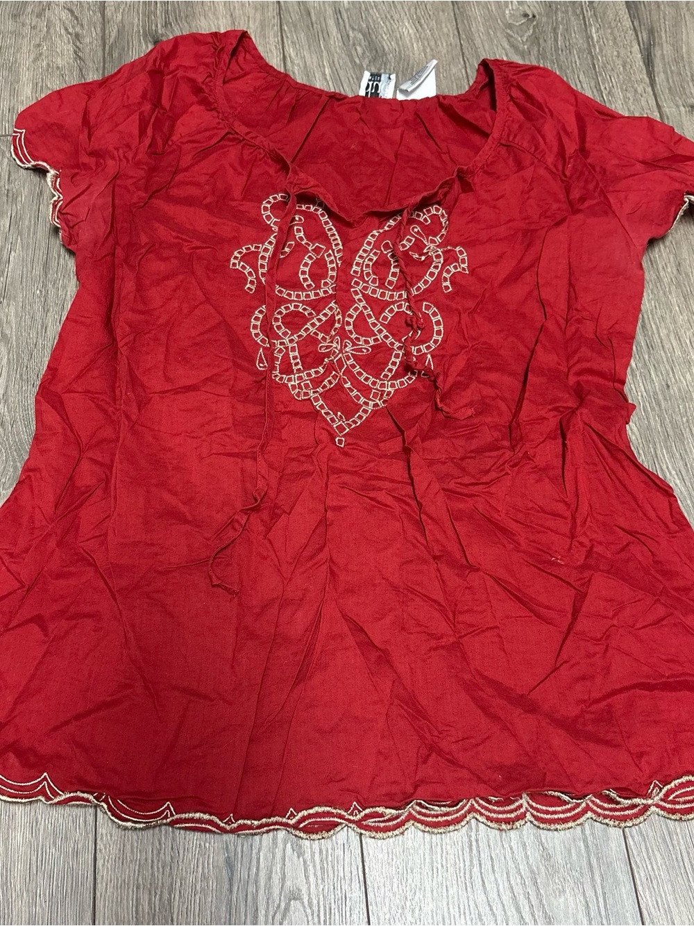 Red boho maternity top